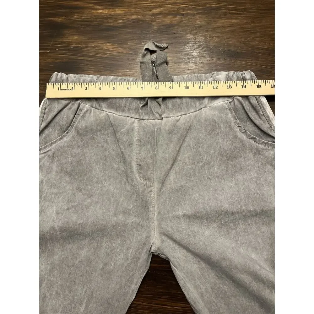Made in Italy Gray Crinkle Pant Viscosa Blend with Stripe Side Size 2 - Picture 9 of 9